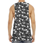 Grey And White Shark Pattern Print Men's Muscle Tank Top