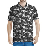 Grey And White Shark Pattern Print Men's Polo Shirt