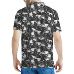 Grey And White Shark Pattern Print Men's Polo Shirt