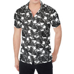 Grey And White Shark Pattern Print Men's Shirt