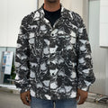 Grey And White Shark Pattern Print Men's Shirt Jacket