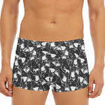 Grey And White Shark Pattern Print Men's Short Boxer Briefs
