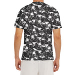 Grey And White Shark Pattern Print Men's Short Sleeve Rash Guard