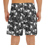 Grey And White Shark Pattern Print Men's Split Running Shorts