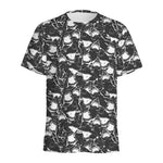 Grey And White Shark Pattern Print Men's Sports T-Shirt