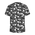 Grey And White Shark Pattern Print Men's Sports T-Shirt