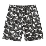 Grey And White Shark Pattern Print Men's Swim Trunks