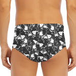 Grey And White Shark Pattern Print Men's Triangle Swim Briefs
