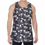 Grey And White Shark Pattern Print Men's Velvet Tank Top