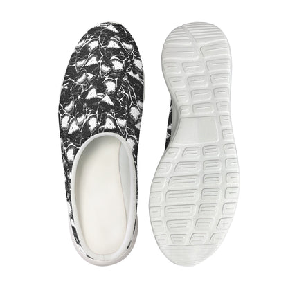 Grey And White Shark Pattern Print Mesh Casual Shoes