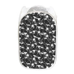 Grey And White Shark Pattern Print Mesh Laundry Hamper