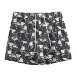 Grey And White Shark Pattern Print Mesh Shorts