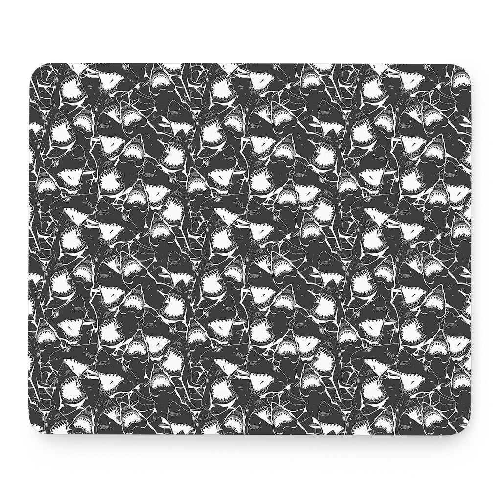 Grey And White Shark Pattern Print Mouse Pad