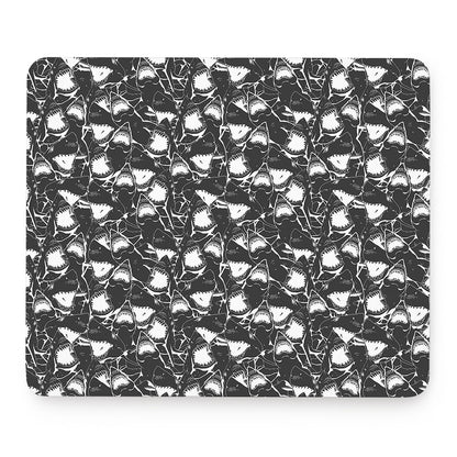 Grey And White Shark Pattern Print Mouse Pad