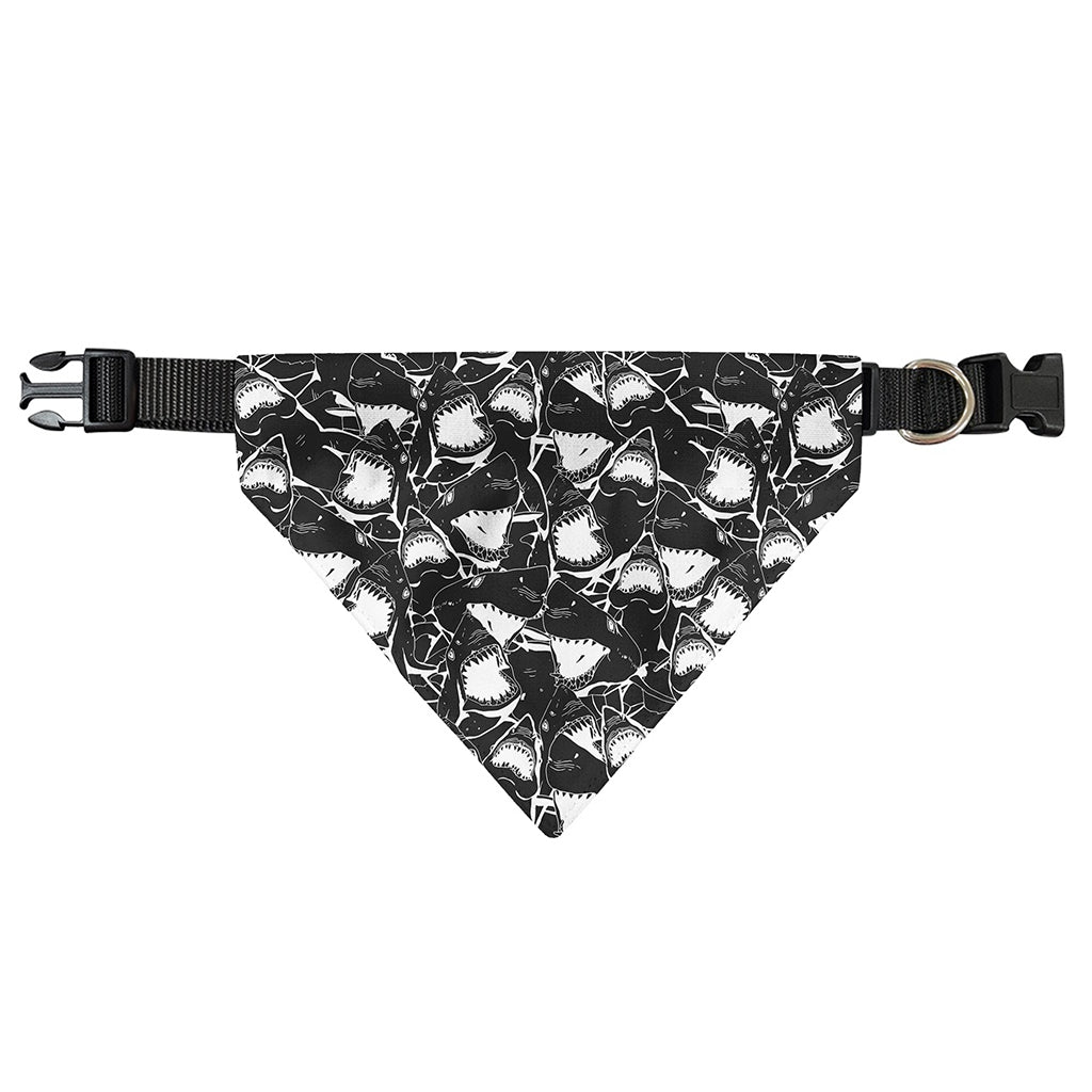 Grey And White Shark Pattern Print Over The Collar Dog Bandana