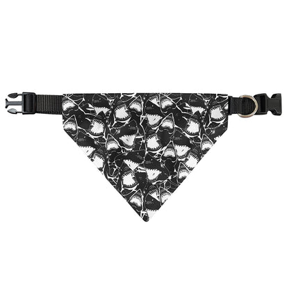 Grey And White Shark Pattern Print Over The Collar Dog Bandana