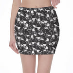 Grey And White Shark Pattern Print Pencil Mini Skirt