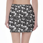 Grey And White Shark Pattern Print Pencil Mini Skirt