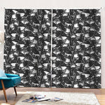 Grey And White Shark Pattern Print Pencil Pleat Curtains