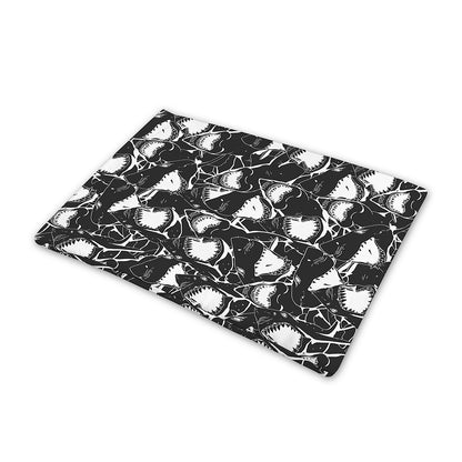 Grey And White Shark Pattern Print Pet Cooling Mat Cover