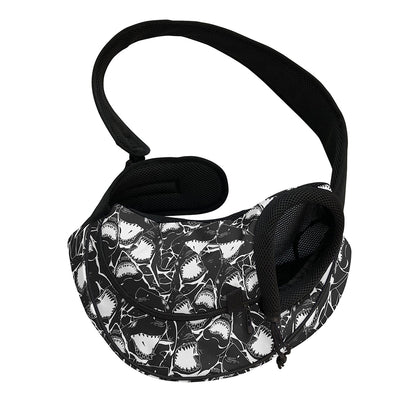 Grey And White Shark Pattern Print Pet Sling Carrier