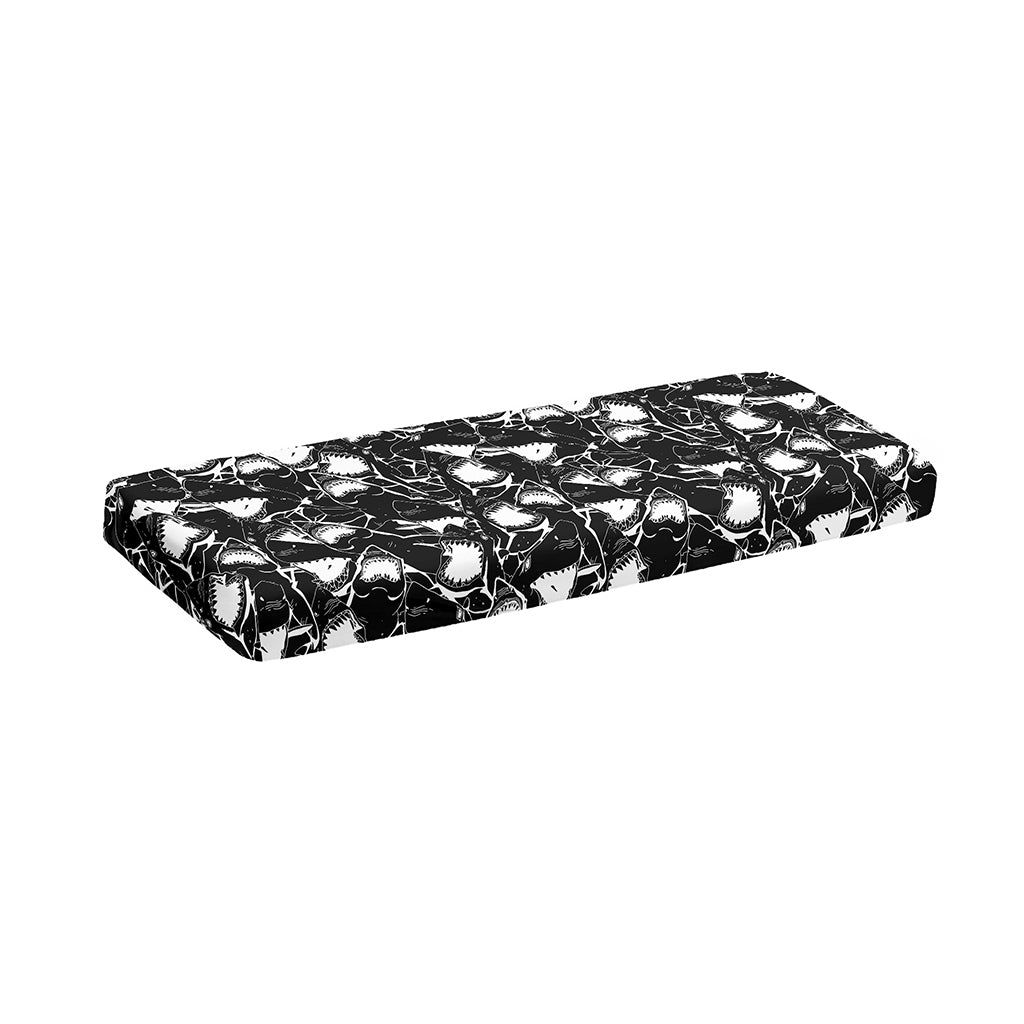 Grey And White Shark Pattern Print Piano Keyboard Cover