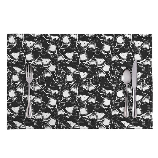 Grey And White Shark Pattern Print Placemat