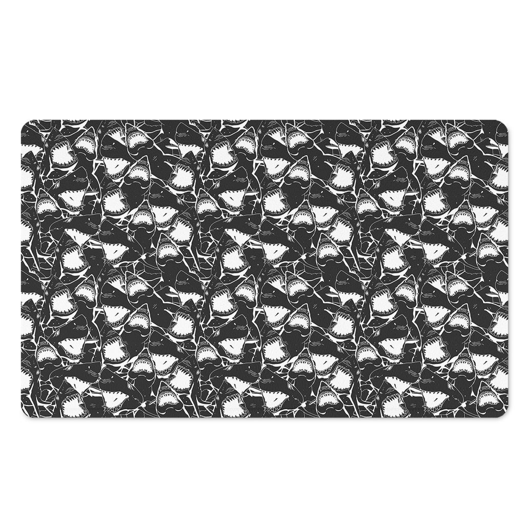 Grey And White Shark Pattern Print Polyester Doormat