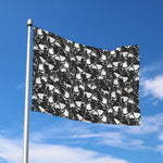 Grey And White Shark Pattern Print Polyester Flag