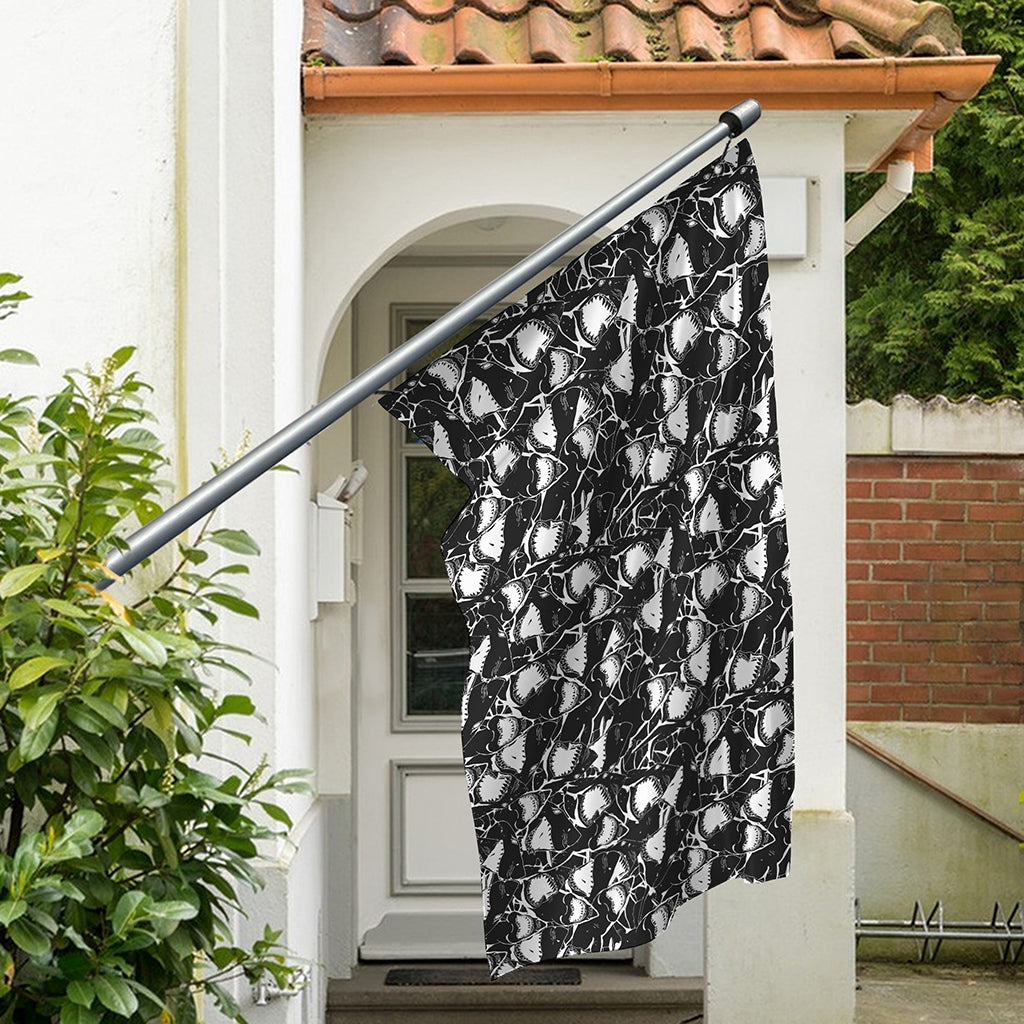 Grey And White Shark Pattern Print Polyester Flag