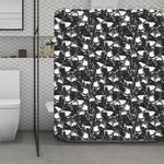 Grey And White Shark Pattern Print Polyester Shower Curtain