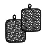 Grey And White Shark Pattern Print Pot Holders