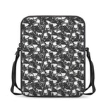 Grey And White Shark Pattern Print Rectangular Crossbody Bag