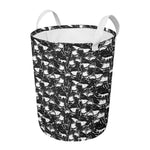 Grey And White Shark Pattern Print Round Laundry Basket