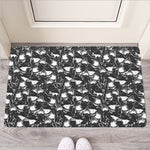 Grey And White Shark Pattern Print Rubber Doormat