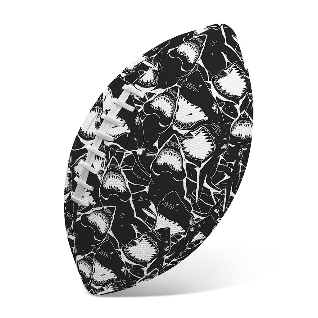 Grey And White Shark Pattern Print Rugby Ball