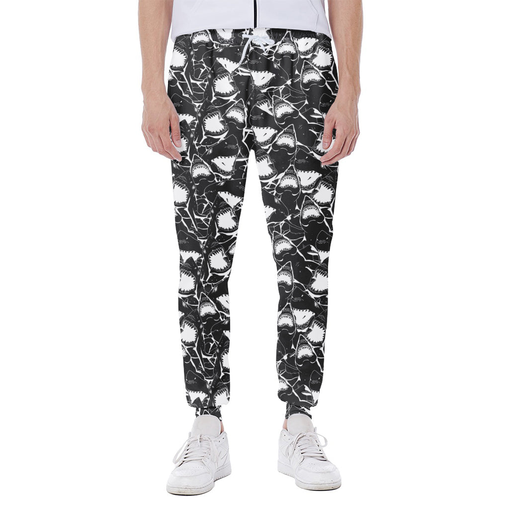 Grey And White Shark Pattern Print Scuba Joggers
