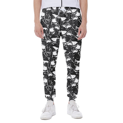 Grey And White Shark Pattern Print Scuba Joggers