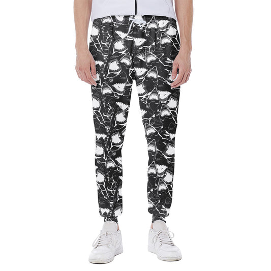 Grey And White Shark Pattern Print Scuba Joggers