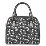 Grey And White Shark Pattern Print Shoulder Handbag