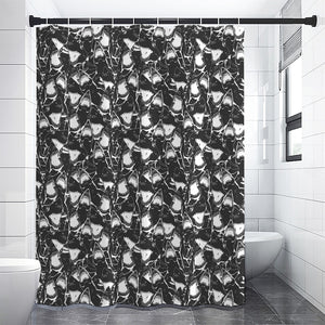 Grey And White Shark Pattern Print Shower Curtain