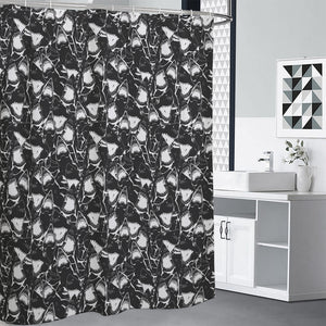 Grey And White Shark Pattern Print Shower Curtain