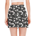 Grey And White Shark Pattern Print Side Slit Mini Skirt