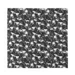 Grey And White Shark Pattern Print Silk Bandana