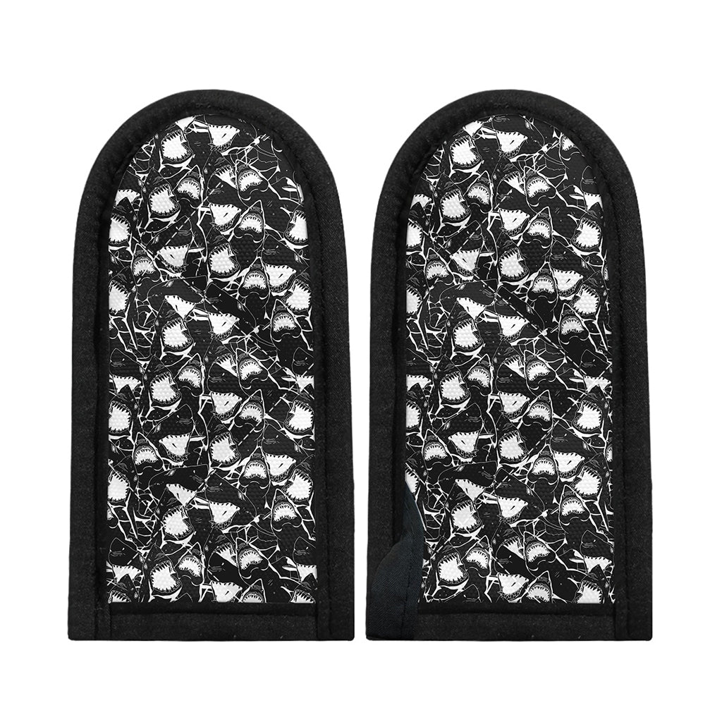 Grey And White Shark Pattern Print Skillet Handle Cover