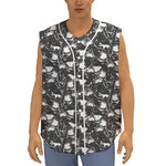 Grey And White Shark Pattern Print Sleeveless Baseball Jersey