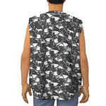 Grey And White Shark Pattern Print Sleeveless Baseball Jersey