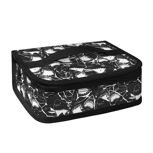 Grey And White Shark Pattern Print Small Lunch Bag