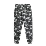 Grey And White Shark Pattern Print Sweatpants