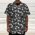 Grey And White Shark Pattern Print Textured Short Sleeve Shirt